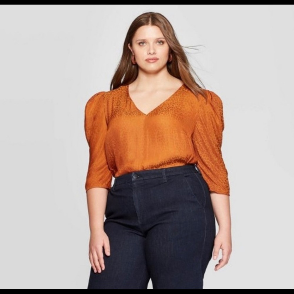 {SOLD} NWT! Leopard Print Puff Sleeve Top